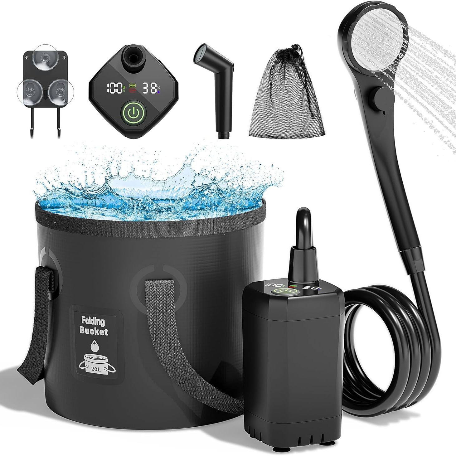 Outdoor Camping Showers - Przenośny, samozasysający, elektryczny prysznic zewnętrzny, prosta