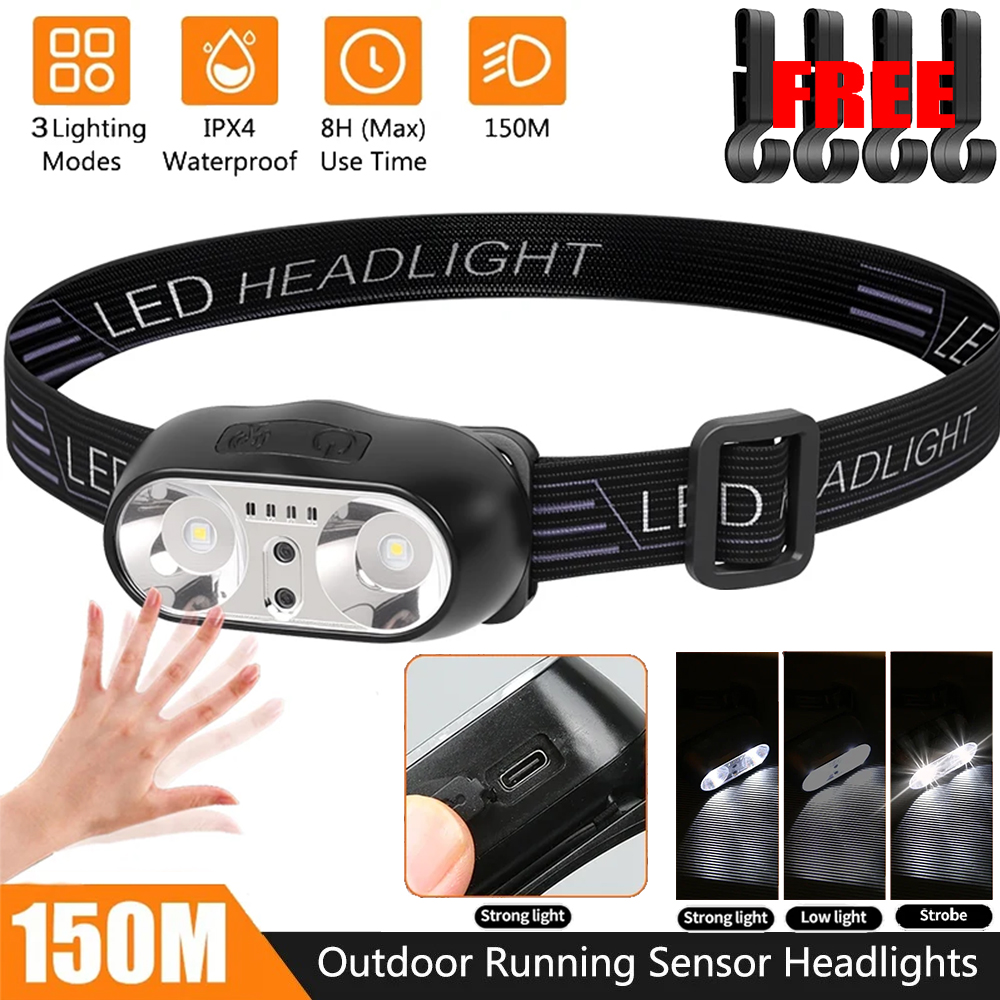Headlamp - Przenośna latarka czołowa XPE+LED z czujnikiem