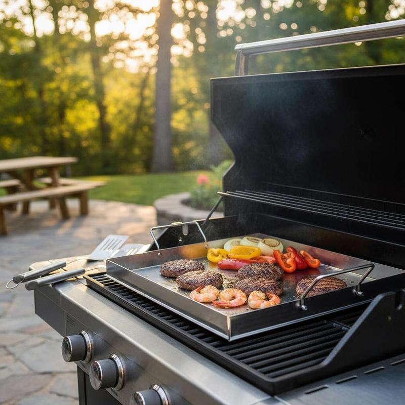 Outdoor Camping Activities - Uniwersalna płaska płyta grillowa 18x16 cali