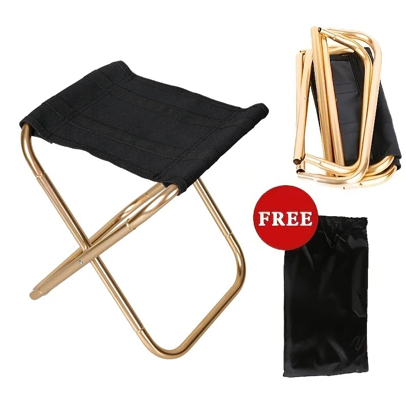 Outdoor Camping Chairs - Krzesło kempingowe na zewnątrz, złote, składane,