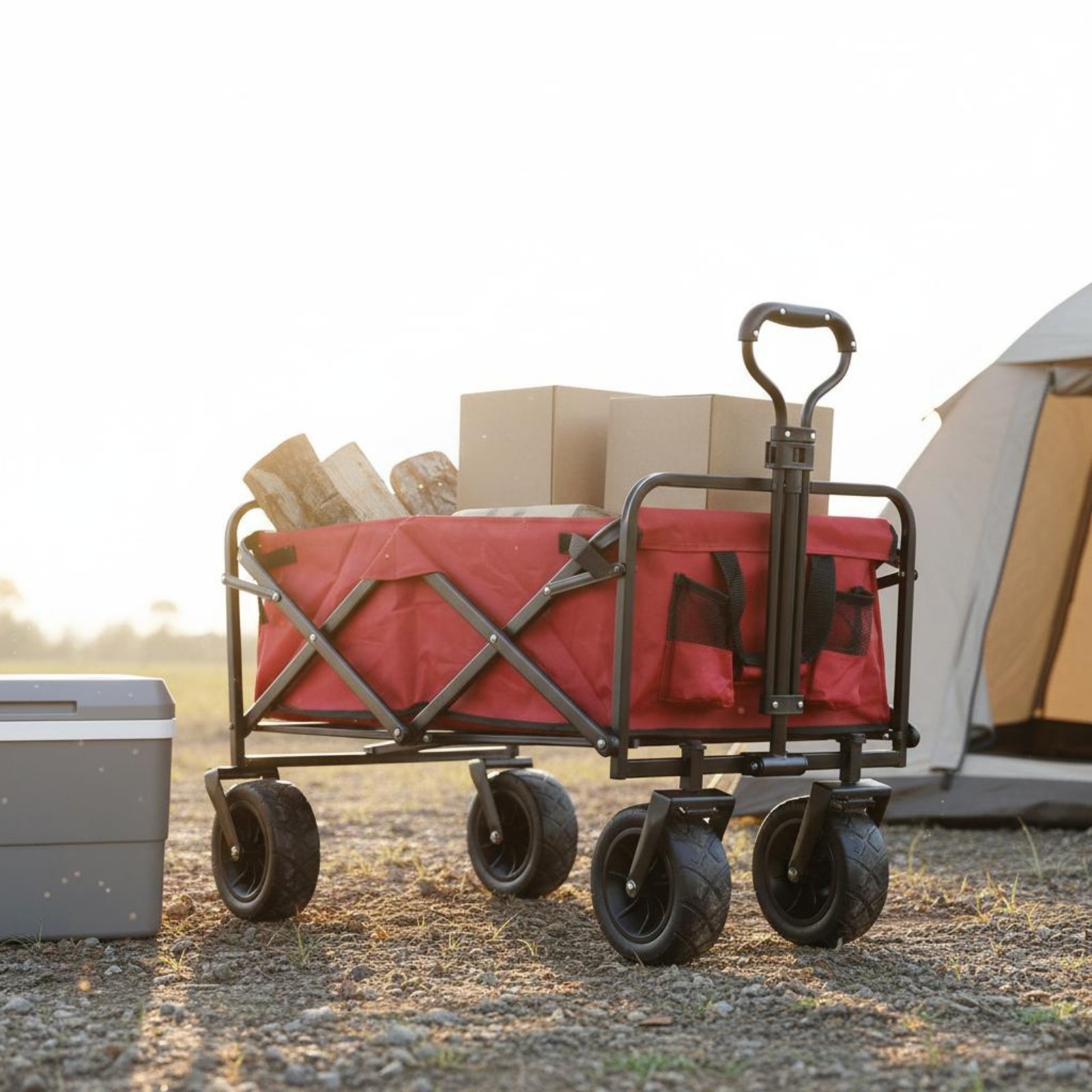 Outdoor Camping Trolley - Składany wózek kempingowy, lekki wózek transportowy,