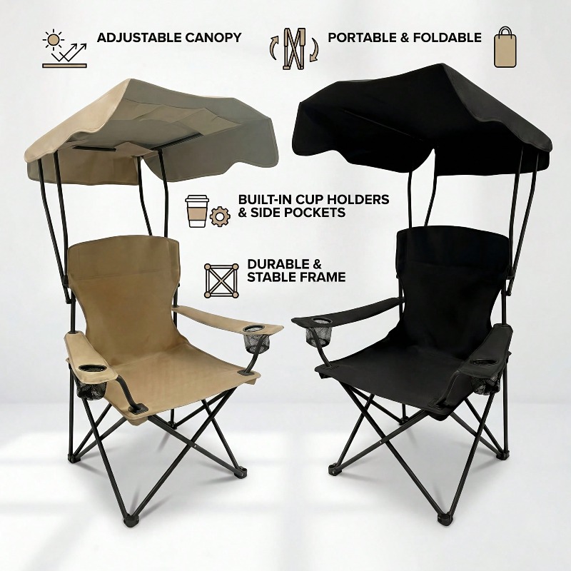 Krzesło kempingowe z baldachim – Outdoor Camping Activities recenzja i cena